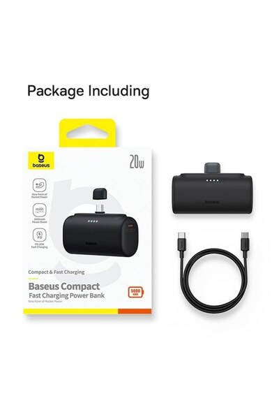 Baseus Powerbank Baseus, 5000mAh, 20 W, USB-C, Black