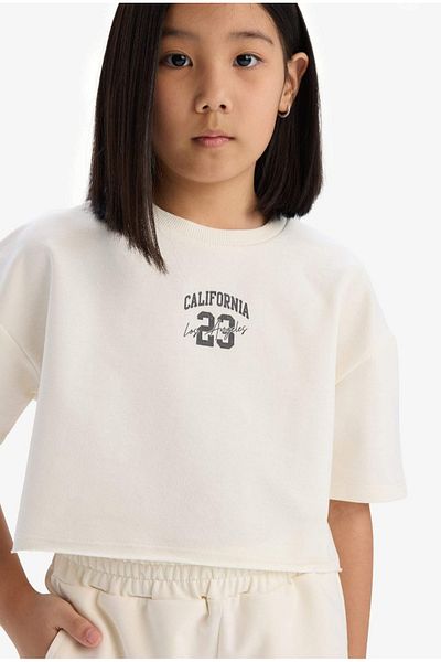 DeFacto Set de 2 bucăți pentru fete, tricou cu mânecă scurtă, pantaloni scurți E0730A825SM