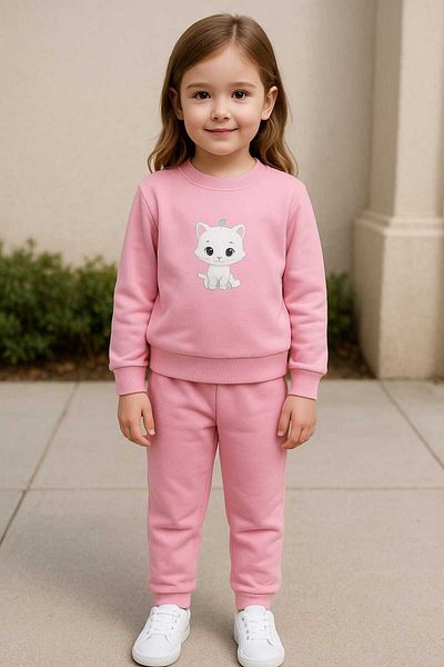 renkli diyar Girl's Seasonal Set with Cat Print