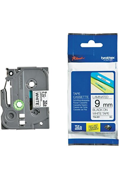 Brother Etichete TZE221 Black on White, 9mm