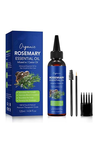 NOVA KISS Rosemary Essential Oil infused with Castor, 100% for Hair Growth, 120 ml