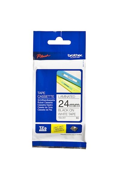 Brother Etichete TZE251 negru pe alb, 24 mm