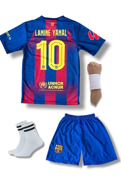 Flextreme FC BARSELONA- LAMİNE YAMAL YENİ SEZON ÇOCUK FUTBOL FORMASİ 4'Lü Set