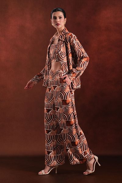 Cherx Nalu 3 Piece Patterned Long Bottom-Top Set