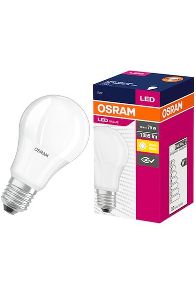 Osram Bec LED Osram, E27, 10W (75W), 1055 lm, lumină caldă (2700K), clasa energetică F