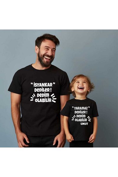 BY TUNA DESİGN Father and Son T-Shirt – Humorous Print – Matching Outfits – Family Matching