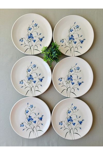 Yiğit Seramik Züccaciye Blue Crocus 6 Pieces 25 cm Serving Bowl