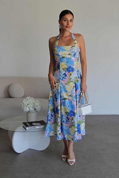 Julidress Премиум рокля с шарки и деколте тип „халтер“