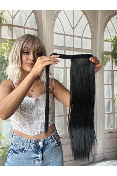 Suzan Peruk Bağcıklı At Kuyruğu Gerçek Saç Dokulu- Yandan dolamalı Takması ço...