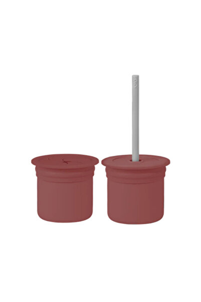 My Reality Fashion طقم كوب سيليكون من Raw+Hüp مع قش وردي مخملي / رمادي فاتح