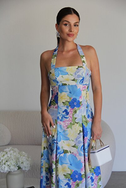 Julidress Премиум рокля с шарки и деколте тип „халтер“