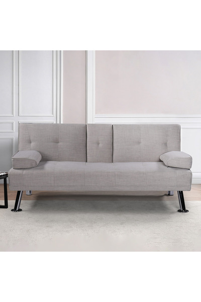 Home Box أريكة سرير ليندا القماشية بثلاثة مقاعد مع حاملين للأكواب