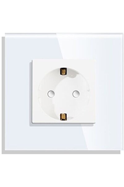 luxion Priză electrică simplă cu ramă de sticlă, albă