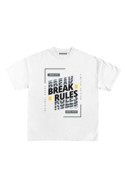 RawNox تيشيرت مطبوع بتصميم Break Rules للجنسين