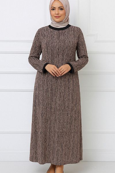 HESNA Golden Yellow Longing Round Neck Caviar Print Stylish Stone Embroidered Mother Evening Dress