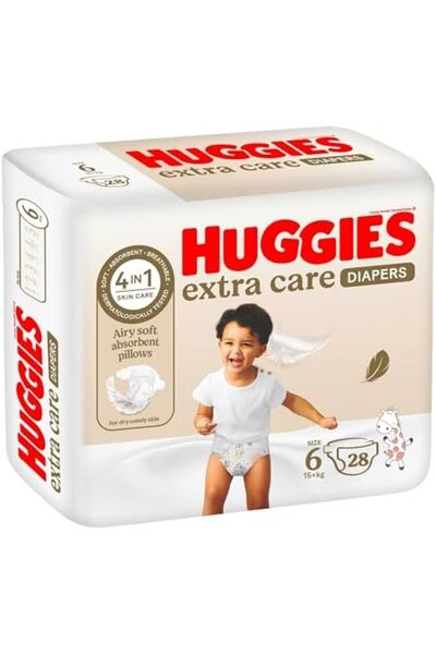 Huggies Extra Care, Size 6, 15+ kg, Value Pack, 28 Diapers