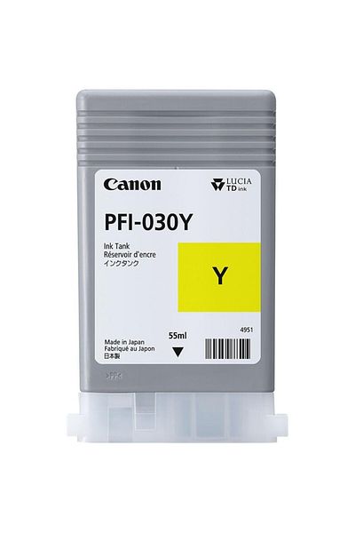 Canon PFI-030Y Ink Cartridge, Yellow, 55ml
