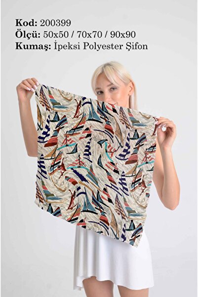 DESENİX وشاح بنمط ريش تجريدي |   كريم الأرضية |   50x50 - 70x70 - 90x90 سم | ...