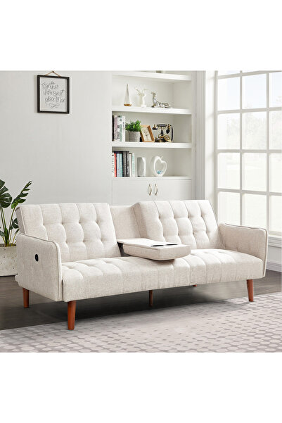 Home Box أريكة سرير من القماش بثلاثة مقاعد من دبلن مع حاملين للأكواب قابلين ل...