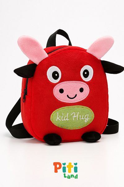 Oxlade Large Volume Cow Figured Plush Backpack – 0-8 Years Old Baby & Kids Nursery and Kindergarten Bag