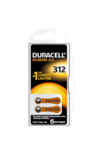 Duracell Baterii pentru aparate auditive ZA 312, pachet de 6