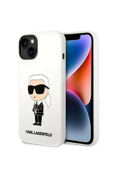 Karl Lagerfeld Liquid Silicone Ikonik NFT Protective Case for iPhone 14 Plus, White