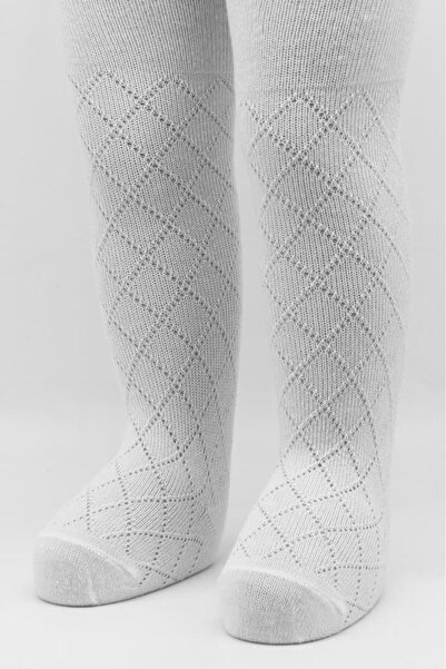 NW NessiWorld Single Plaid Embossed Combed Cotton Pantyhose Bs50105 White