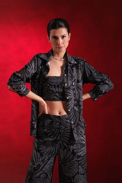 Cherx Margaux 3 Piece Patterned Long Bottom-Top Set
