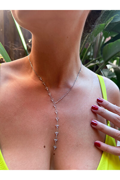 pop up store Üçgen Model Gümüş Renk Kolye