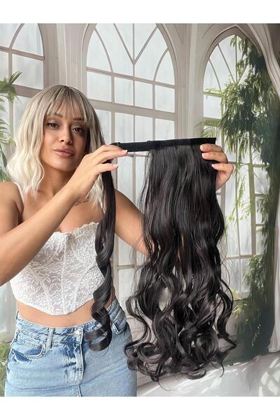 Suzan Peruk Bağcıklı At Kuyruğu Gerçek Saç Dokulu- Yandan dolamalı Takması ço...