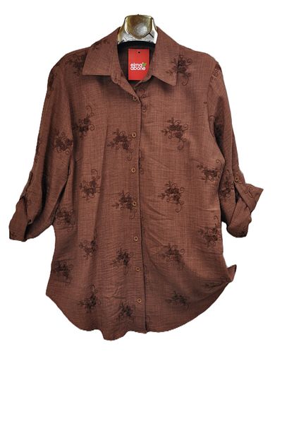 elma abone Worked Linen Shirt