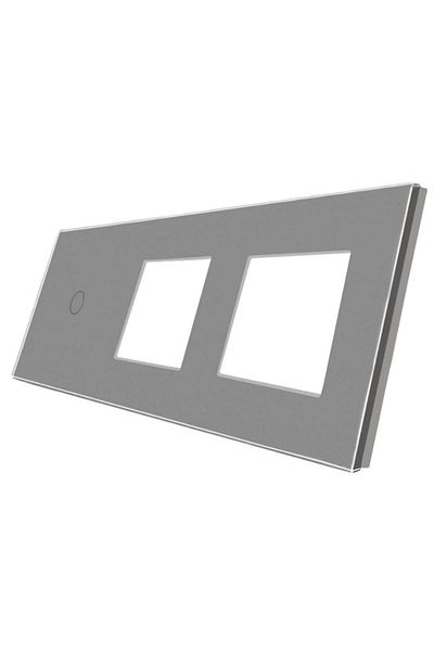 luxion Panou Intrerupator Simplu cu Touch si 2 Prize Din Sticla Gri