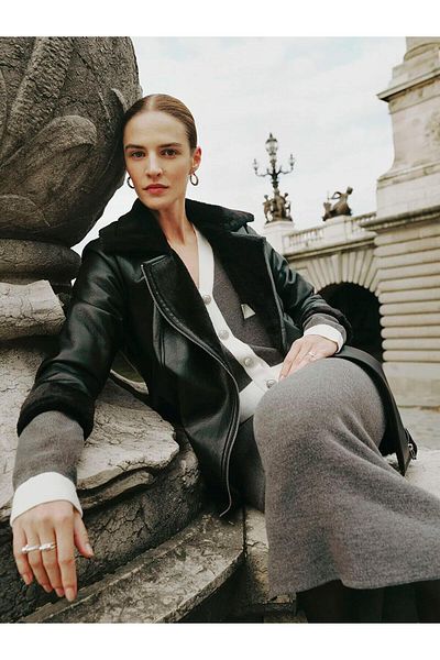 LC Waikiki LCW Modest Femei Biker Cu Guler Pălărie Din Piele (W5)