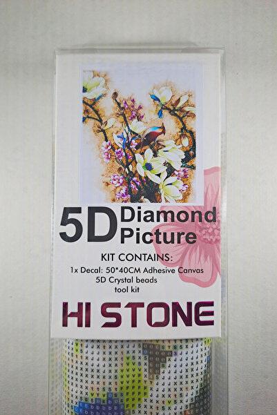 histone 5D Elmas Taş İşleme Kiti 40x50 cm Çiçekler ve Kuş Desen