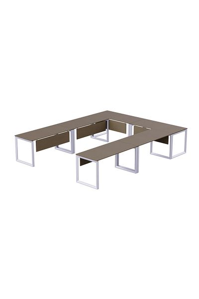 Mahmayi Vorm 136-12 U-Shaped Conference Meeting Table for Office - 12 Seater, Brown Linen