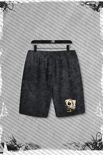 LAYORA Dice and Playing Cards Printed Oversize Top-Bottom Team Black Bartik Shorts T-Shirt