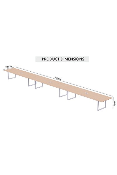 Mahmayi Vorm 136-72 Modern Conference-Meeting Table for Office, Home-(18 Seater, Oak)