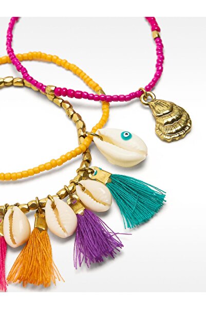 PARFOIS Çok Renkli Püsküllü Elastik Bileklik Seti