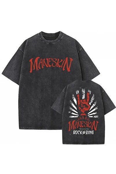 Violon Maneskin Štampano Pranje Vintage Unisex Oversize kroj T-shirt