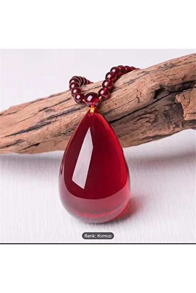 ORGANICYOU ZHENPING 1 adet Orijinal Kırmızı Kehribar Gözyaşı Kolye - Zarif Reçine İşlemeli