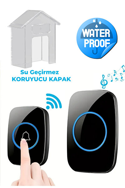 VESTRAGO Kablosuz Kapı Zili + Su Geçirmez Koruyucu Kapak | LED Işıklı, Uzun M...