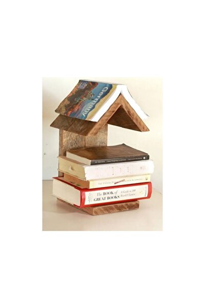 Ahşap Masif Kitap Altlığı Kitaplık Dekoratif