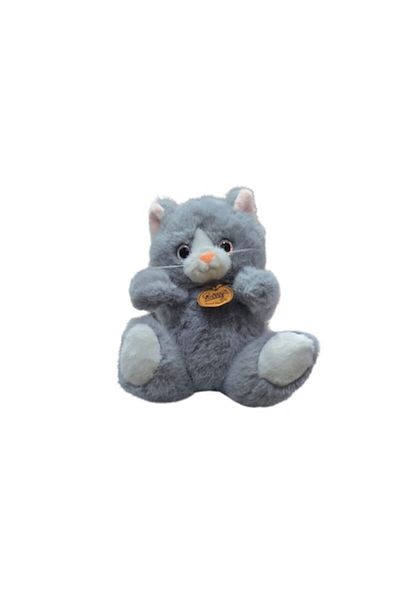MASHASHOP Pisicuta de plus, realist, MASHASHOP, miauna, gri, 25 cm