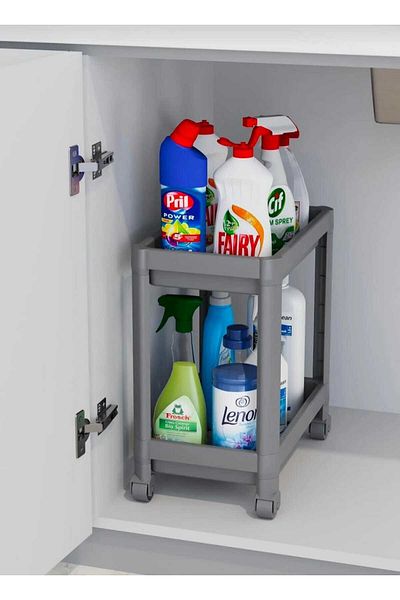 Se Yank Haus Bathroom 2 Tier Rolling Organizer (Set of 2) Detergent Dispenser Kitchen, Bathroom Shelf, Cabinet, Countertop under Sink