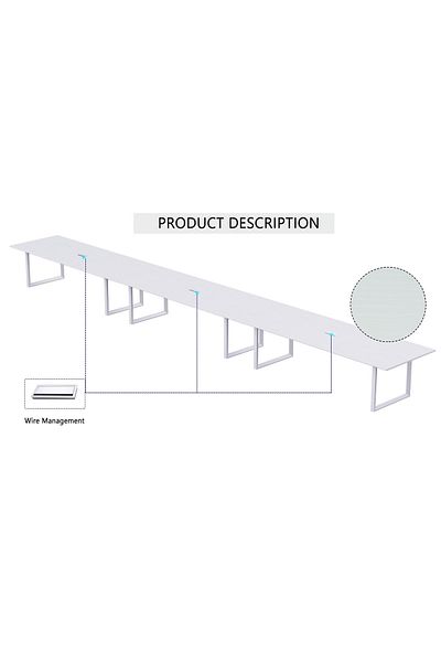 Mahmayi Vorm 136-72 Modern Conference-Meeting Table for Office, Home-(18 Seater, White)