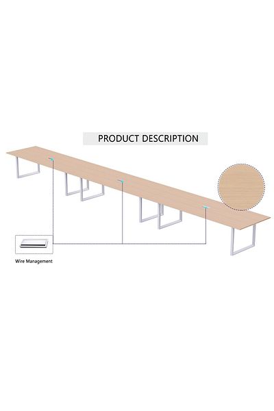 Mahmayi Vorm 136-72 Modern Conference-Meeting Table for Office, Home-(18 Seater, Oak)