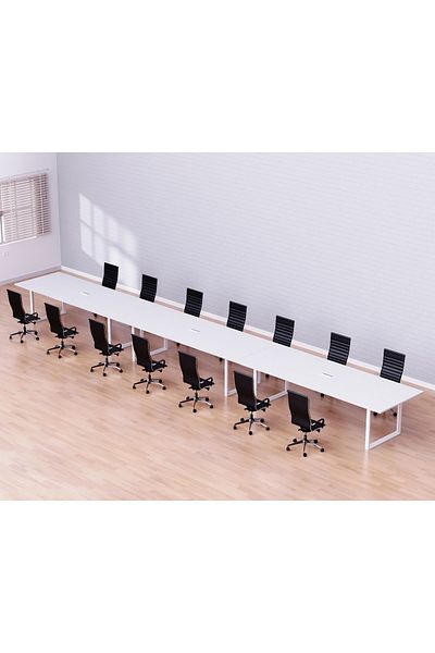 Mahmayi Vorm 136-60 Modern Conference-Meeting Table for Office, Home-(14 Seater, White)