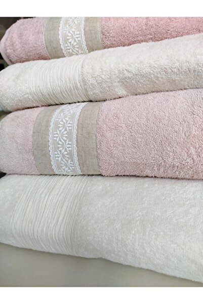 Nurpak Tuana Linen Guipure 4 Piece Boxed Bathroom Set 2 Pieces 90X150 cm 2 Pieces 50X90 cm