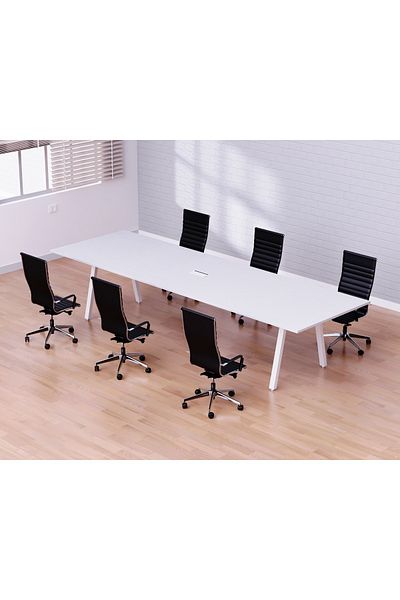 Mahmayi Bentuk 139-24 6 Seater Conference Meeting Table - Modern Office Furniture-(White)