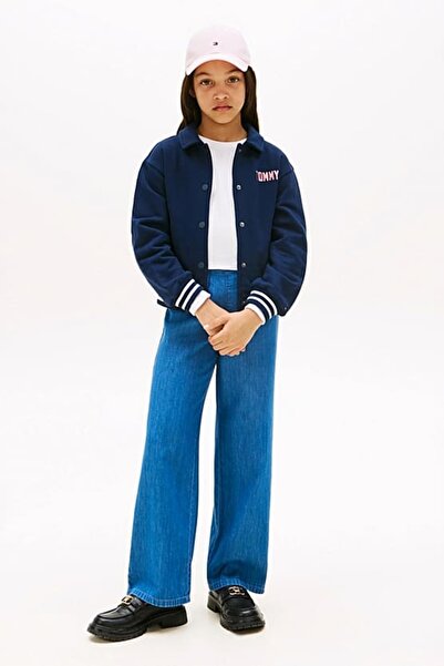 Tommy Hilfiger Kız Çocuk Kolej Yaka Bomber Sweatshirt - Lacivert